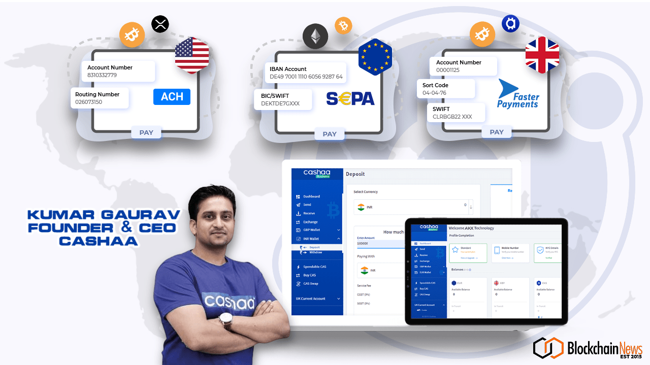 Cashaa, crypto bank, cryptocurrency, bank, crypto, global, UK, USA, EU, Europe, Kumar Gaurav