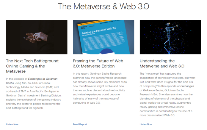 Goldman Sachs sees future in metaverse and Web3